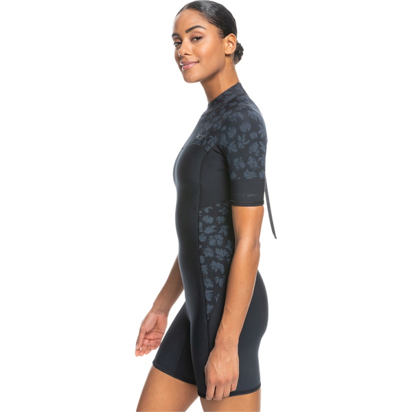 2026 Roxy Dames Swell Series 2mm Rug Ritssluiting Shorty Wetsuit ERJW503027 - Black